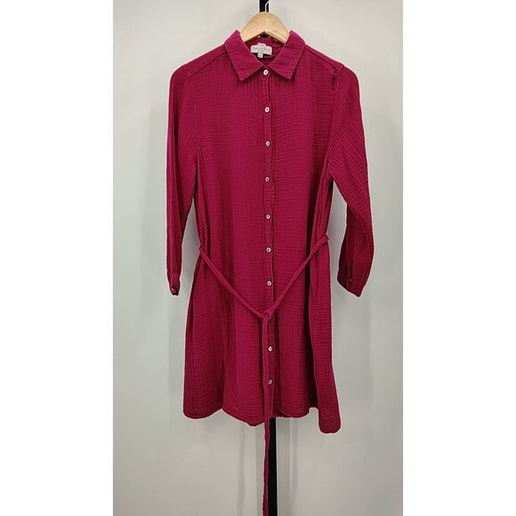 Michael Stars Raspberry Pink Button-Front Shirt Dress - Picture 2 of 3